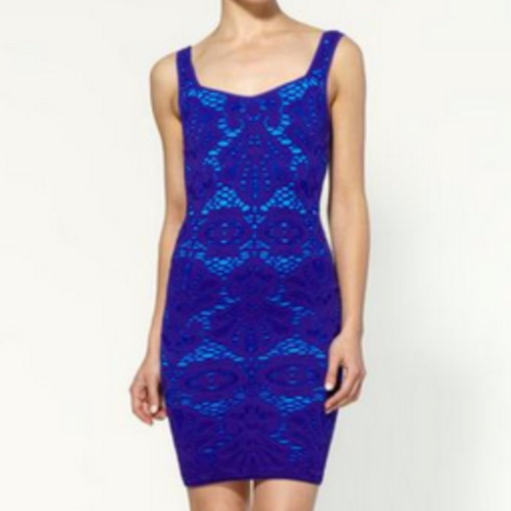 Free People Medallion Crochet Bodycon Dress (Blue)